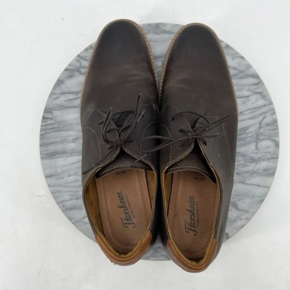 Florsheim Mens 12 Shoe Brown Leather Highland Plain Toe Oxford‎ Preppy Dress